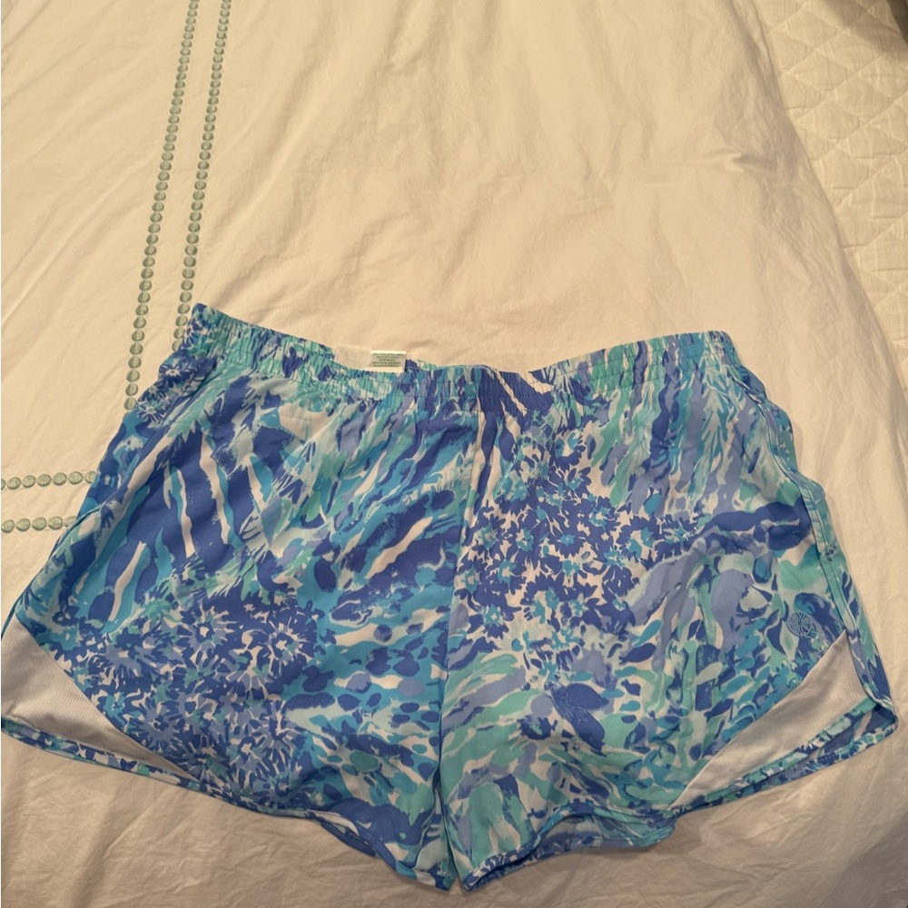 Lilly Pulitzer Blue and Green Patterned Athletic Shorts